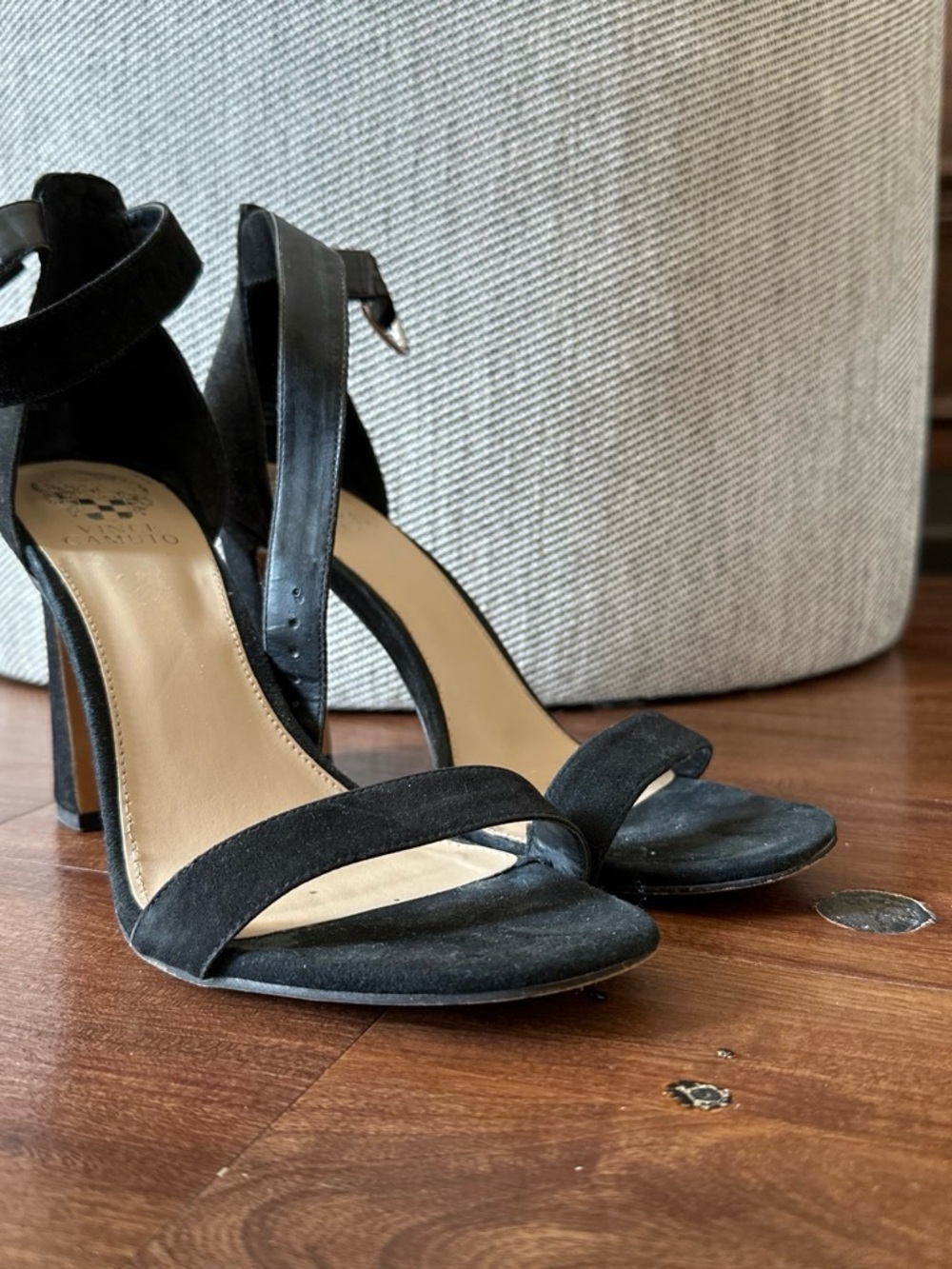 Vince Camuto Black Suede Ankle-Strap High Heels